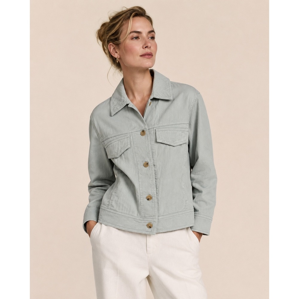 Vince Cotton Trucker Jacket S Pale Mint Quiet Luxury Coastal Grandmother